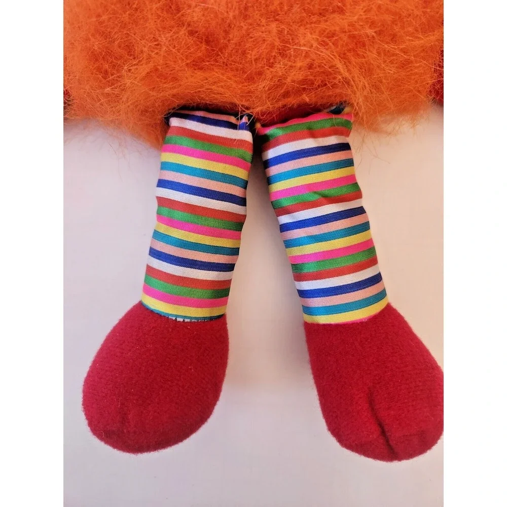 Vtg Wego Kissy Fuzzy Plush Furry Orange Sprite Doll 1982 Rubber Face Rainbow Leg
